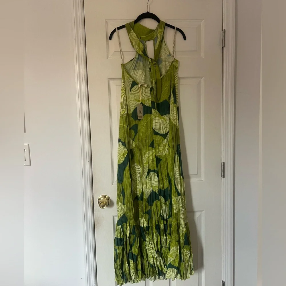 NWT Vicky Tcherassi Azul Green Leaf Print Dress - Picture 3 of 7